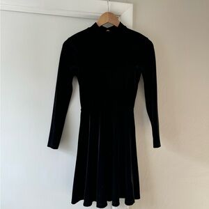 American Apparel black velour open back mini dress. size small
